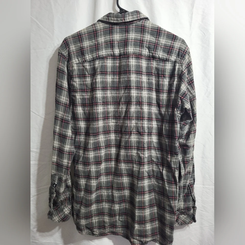 Quiksilver Gray and Green Plaid Button Shirt, Size Large - Picture 2 of 6